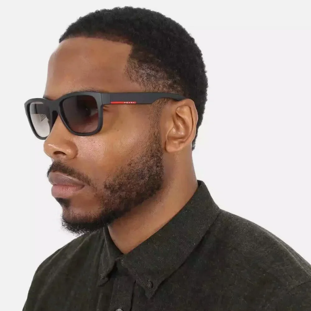 Prada Men's Grey Gradient Rectangular Sunglasses